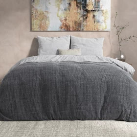 Dekbedovertrek DH Flanel Quinn - Antraciet