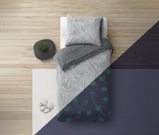 Glow in the dark Dekbedovertrek - Grijs