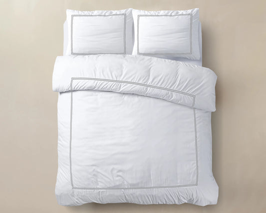 Perkal Katoen Brata - Wit/Grijs