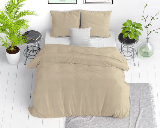 Stone washed Dekbedovertrek - Zand