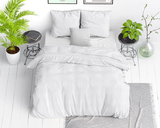 Stone washed Dekbedovertrek - Wit