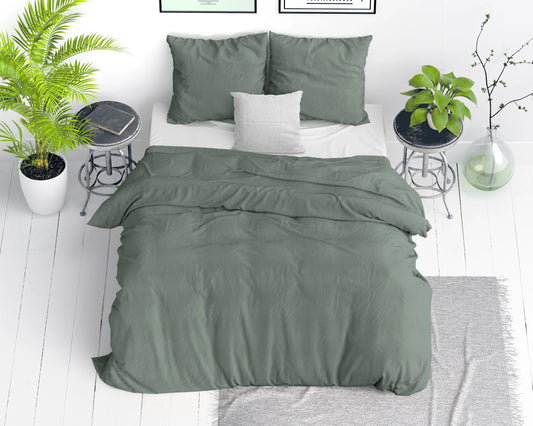 Stone washed Dekbedovertrek - Groen