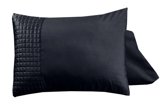 Luxe Microfiber Kussensloop met Velvet Band - Zwart