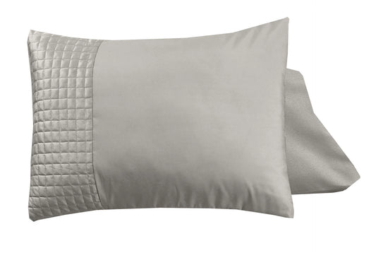 Luxe Microfiber Kussensloop met Velvet Band - Zand/Grijs