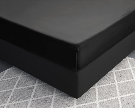 Primaviera Deluxe Katoensatijnen Hoeslaken - Zwart