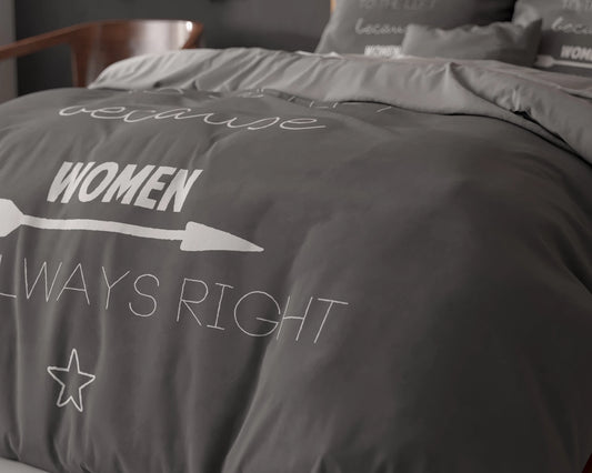 Women Always Right Dekbedovertrek - Antraciet