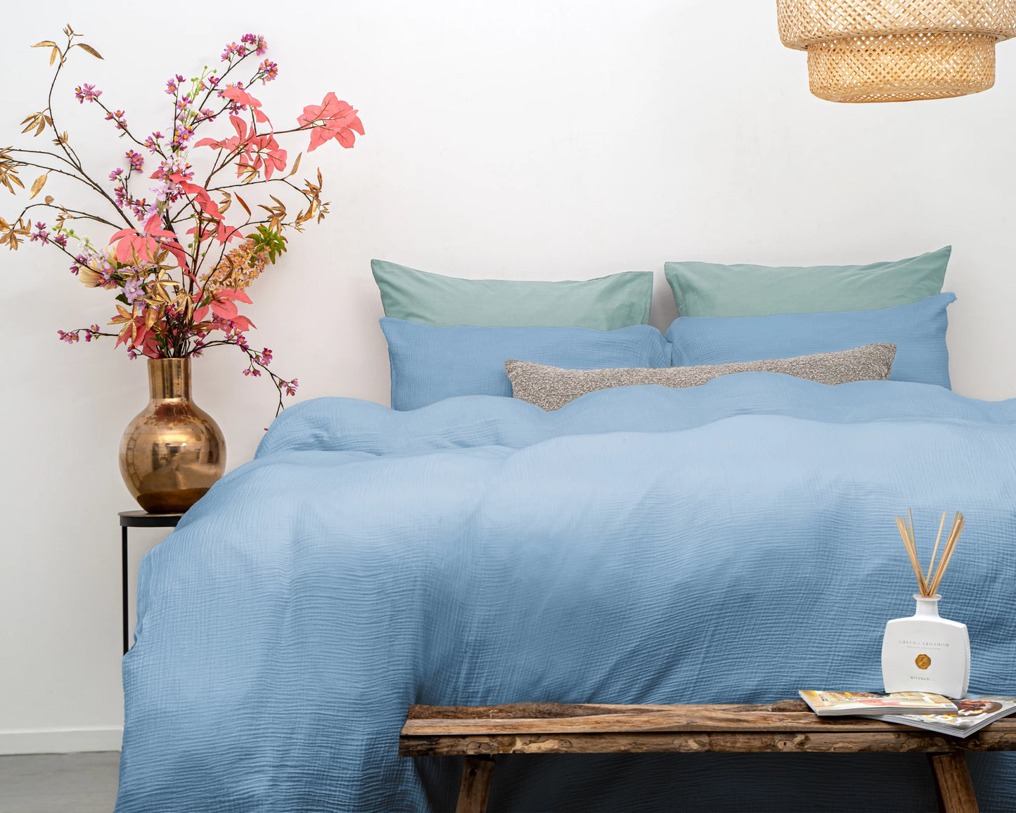 Mousseline Perkal - Sky Blauw