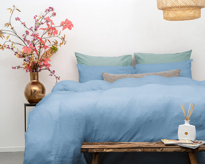 Mousseline Perkal - Sky Blauw