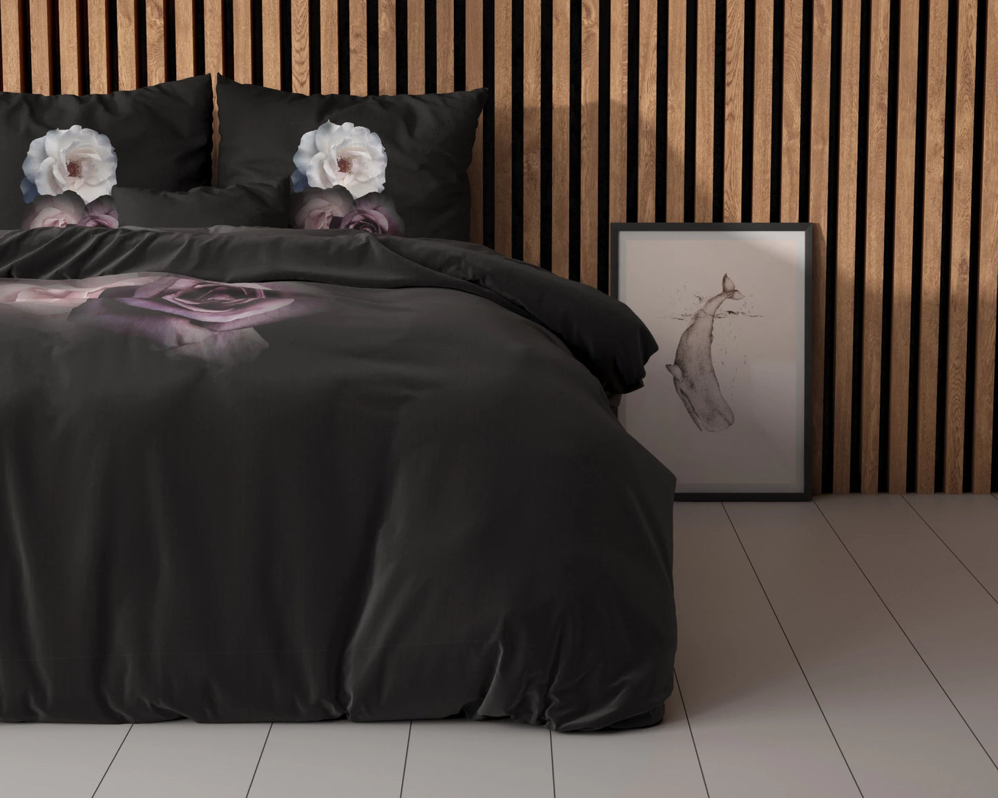 Dekbedovertrek Deep Flowers - Zwart