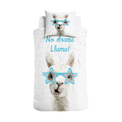 No drama Llama dekbedovertrek - Wit