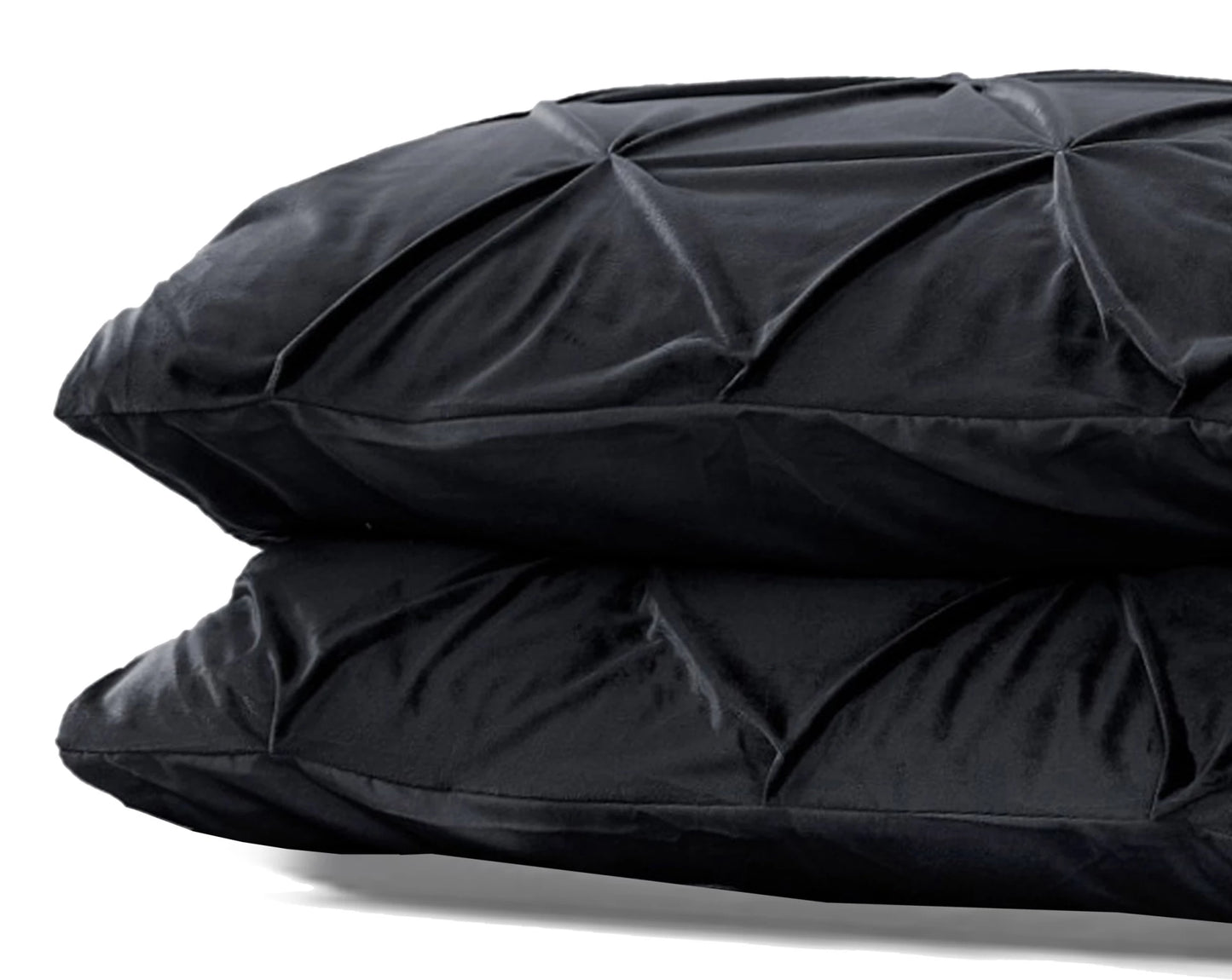 Elegant Velvet Pintuck Kussenslopen – Zwart