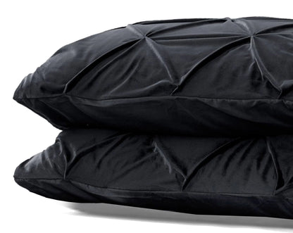 Elegant Velvet Pintuck Kussenslopen – Zwart