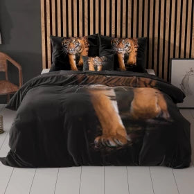 Dekbedovertrek Tiger icon - Zwart