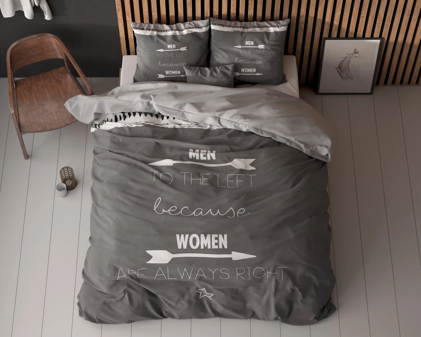 Women Always Right Dekbedovertrek - Antraciet