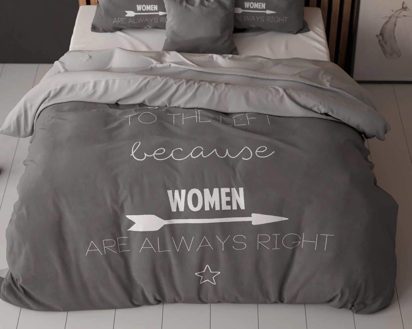 Women Always Right Dekbedovertrek - Antraciet